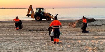 Rota activa cada mañana un gran despliegue para mantener sus playas en perfecto estado