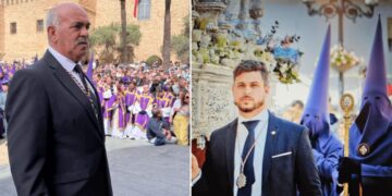 Diego Mateos Laynez y Pablo Barba Gallego, capateces de la Hermandad del Nazareno de Rota